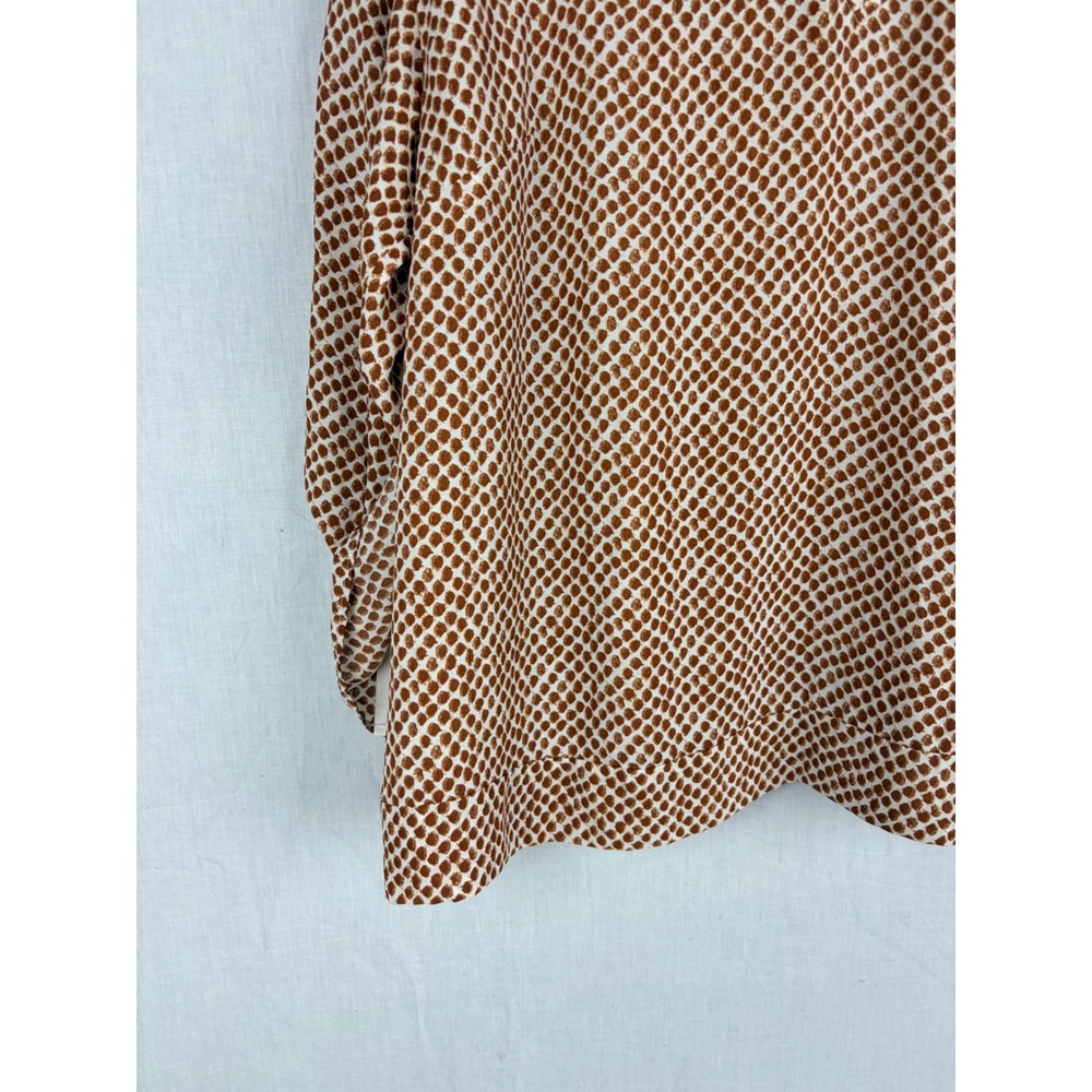 Worthington Womens Brown White Dot V-Neck Roll Tab Sleeve Blouse Top 1X - Picture 4 of 15